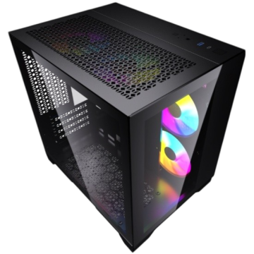 Компьютерный корпус Powercase VISION Micro Black TG 120mm 5-color fan Black mATX (CVBM-L4)