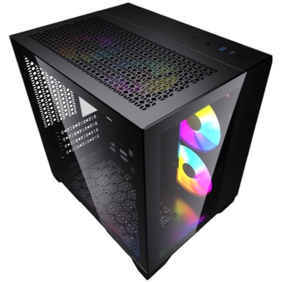 Компьютерный корпус Powercase VISION Micro Black TG 120mm 5-color fan Black mATX (CVBM-L4)