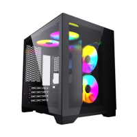 Компьютерный корпус Powercase VISION Micro Black TG 120mm 5-color fan Black mATX (CVBM-L4)