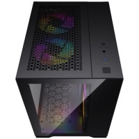 Компьютерный корпус Powercase VISION Micro Black TG 120mm 5-color fan Black mATX CVBM-L4
