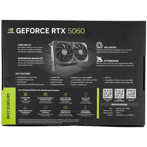 Видеокарта MSI (G5060-8S2CM) GeForce RTX 5060 8G SHADOW 2X OC MAX