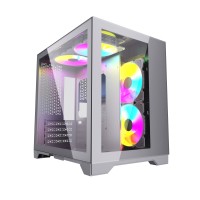 Компьютерный корпус Powercase VISION Micro TG 4х 120mm 5-color fan White mATX CVWM-L4