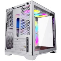 Компьютерный корпус Powercase VISION Micro TG 4х 120mm 5-color fan White mATX CVWM-L4