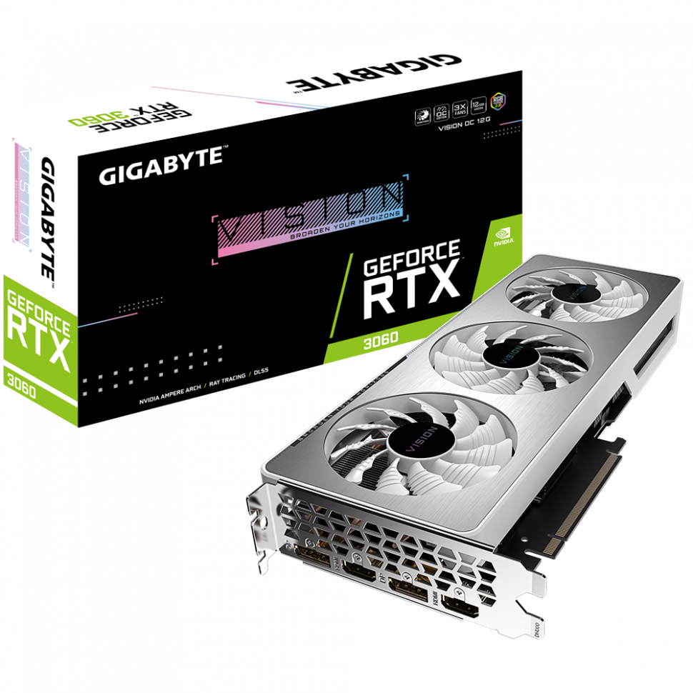 Видеокарта GIGABYTE (GV-N3060VISION OC-12GD) GeForce RTX 3060 12GB VISION OC