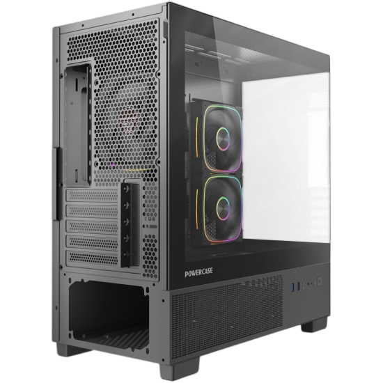 Компьютерный корпус Powercase Vision Micro S3B TG ARGB Black (CVMMSB-A3)
