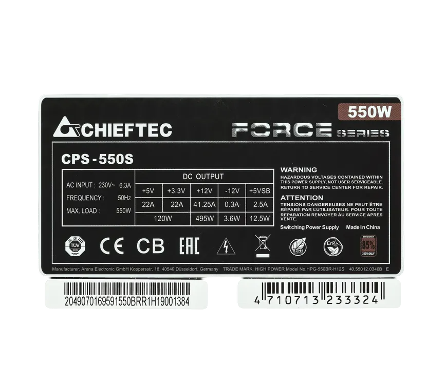 Блок питания Chieftec 550W FORCE (CPS-550S)