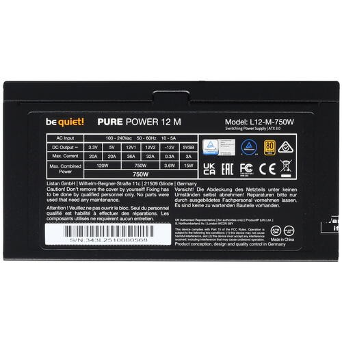 Блок питания Be Quiet! 750W PURE POWER 12 M BN343 16 pin (PCIe 5.0 Connector Cable Details)