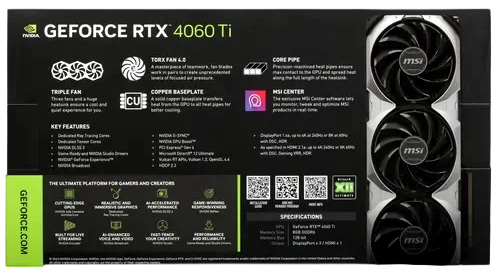 Видеокарта MSI (RTX 4060 Ti VENTUS 3X E 8G OC) GeForce RTX 4060 Ti 8GB 3X E OC