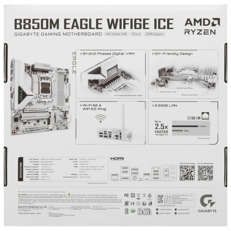 Материнская плата Gigabyte B850M EAGLE WIFI6E ICE