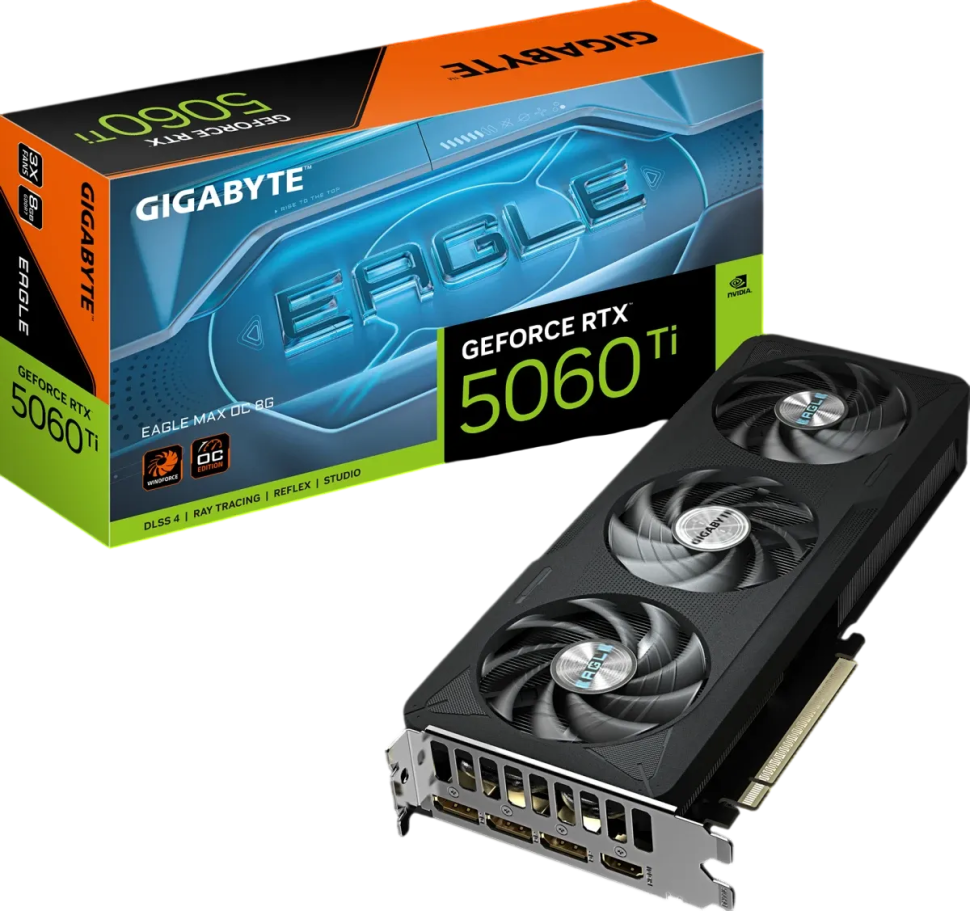 Видеокарта Gigabyte (GV-N506TEAGLEMAX OC-8GD) GeForce RTX 5060 Ti 8GB EAGLE MAX OC