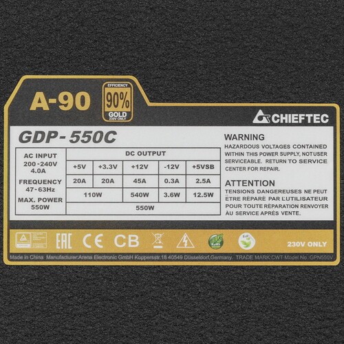 Блок питания Chieftec 550W GDP-550C A-90