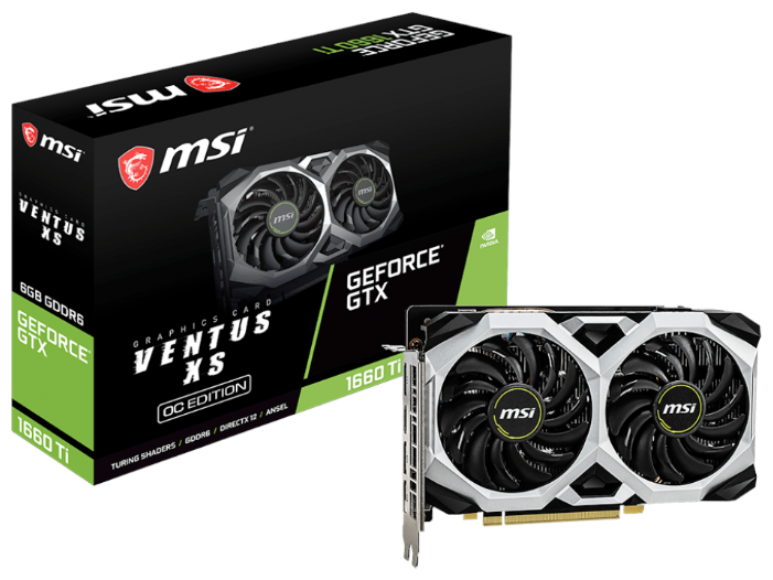 Видеокарта MSI (GTX 1660 Ti VENTUS XS 6G OC) GeForce GTX 1660 Ti 1830MHz PCI-E 3.0 6144MB 12000MHz 192 bit HDMI HDCP VENTUS XS OC