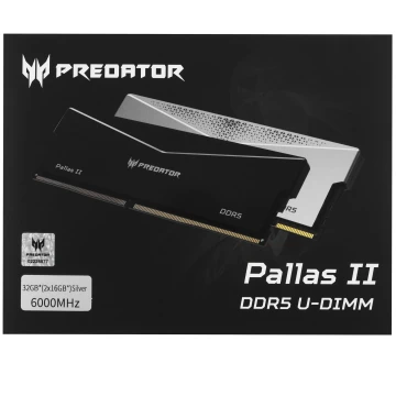 Оперативная память 32 Gb 6000 MHz Acer Predator Pallas II Silver (PALLASII-32GB-6000-1R8-2X) (BL.9BWWR.350)