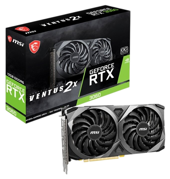 Видеокарта MSI (RTX 3060 VENTUS 2X 12G OC) GeForce RTX 3060 12GB VENTUS 2X OC LHR