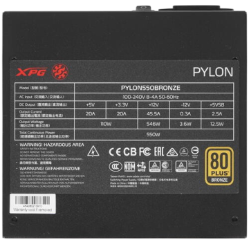 Блок питания ADATA XPG 550W PYLON (PYLON550B-BKCEU)