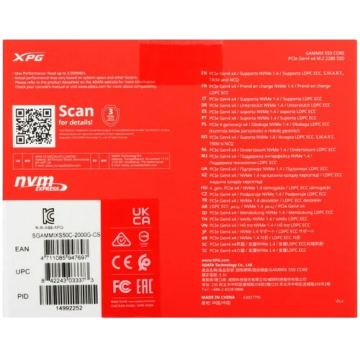 Твердотельный накопитель ADATA XPG 2000 Gb S50 Black (SGAMMIXS50C-2000G-CS)