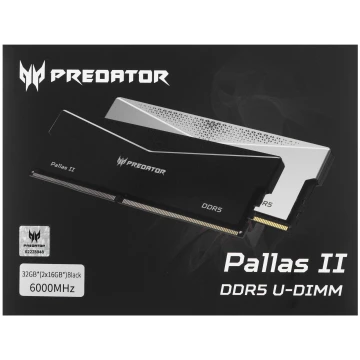 Оперативная память 32 Gb 6000 MHz Acer Predator Pallas II Black (PALLASII-32GB-6000-1R8-2XV5) (BL.9BWWR.433)