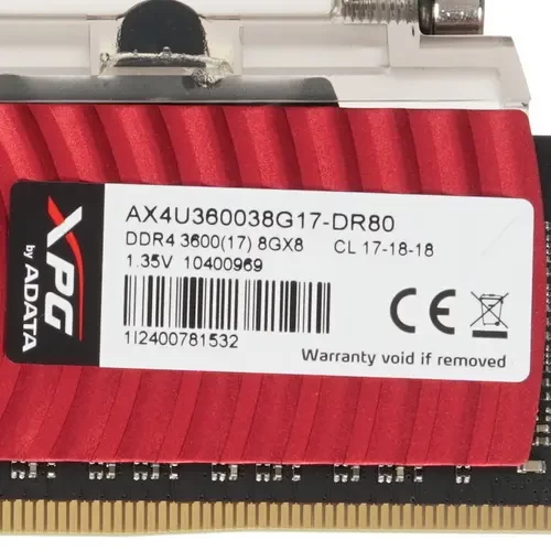 Оперативная память 16 Gb 3600 MHz ADATA XPG D80 Red (AX4U360038G17-DR80)