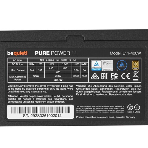Блок питания Be Quiet! 400W PURE POWER 11 BN292