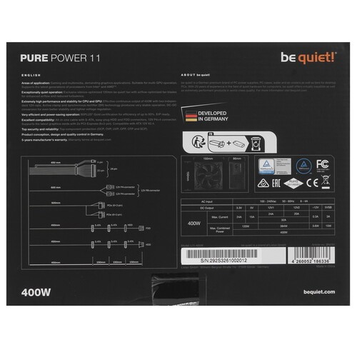 Блок питания Be Quiet! 400W PURE POWER 11 BN292