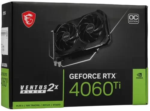 Видеокарта MSI (RTX 4060 Ti VENTUS 2X BLACK 16G OC) GeForce RTX 4060 Ti 16GB VENTUS 2X BLACK OC