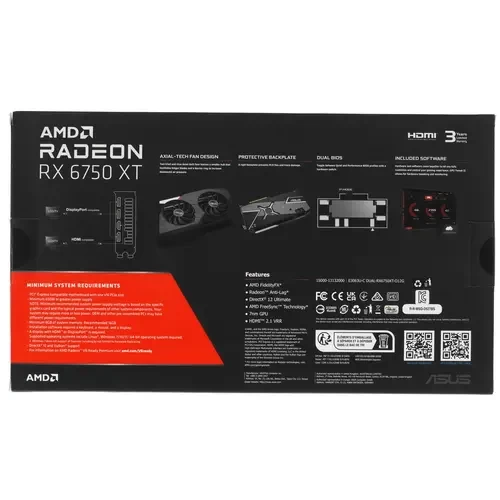 Видеокарта ASUS (DUAL-RX6750XT-O12G) Radeon RX 6750 XT 12GB DUAL OC