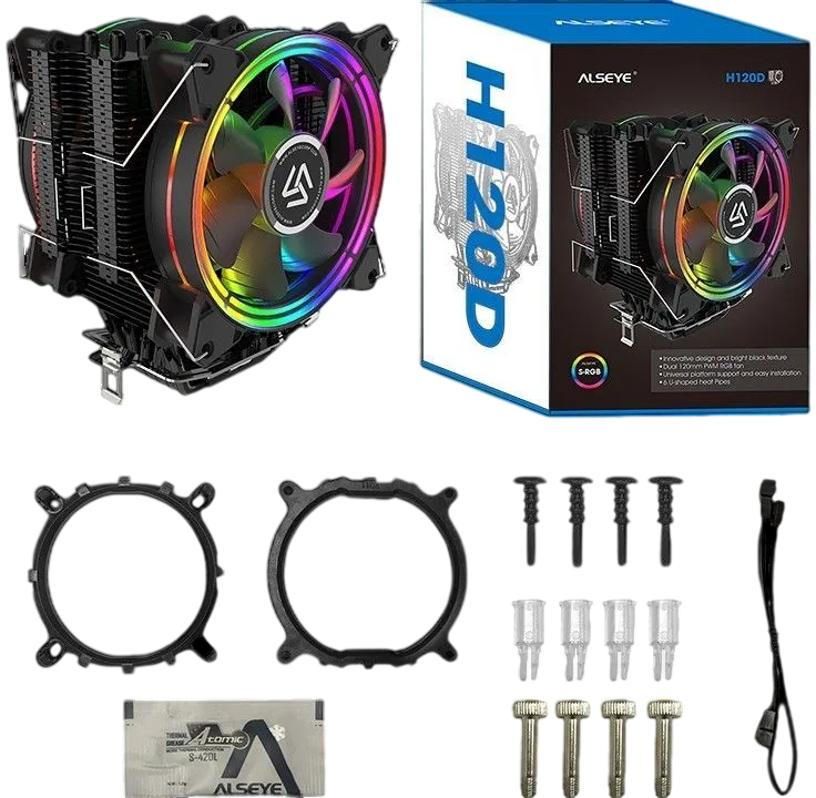 Кулер для процессора ALSEYE H120D V2 TDP 200W RGB, RTL
