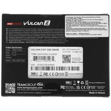 Твердотельный накопитель Team Group 256 Gb T-FORCE VULCAN Z T253TZ256G0C101
