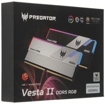 Оперативная память 32 Gb 6000 MHz Acer Predator Vesta II RGB Silver (VESTA2-32GB-6000-1R8-V9) (BL.9BWWR.379)