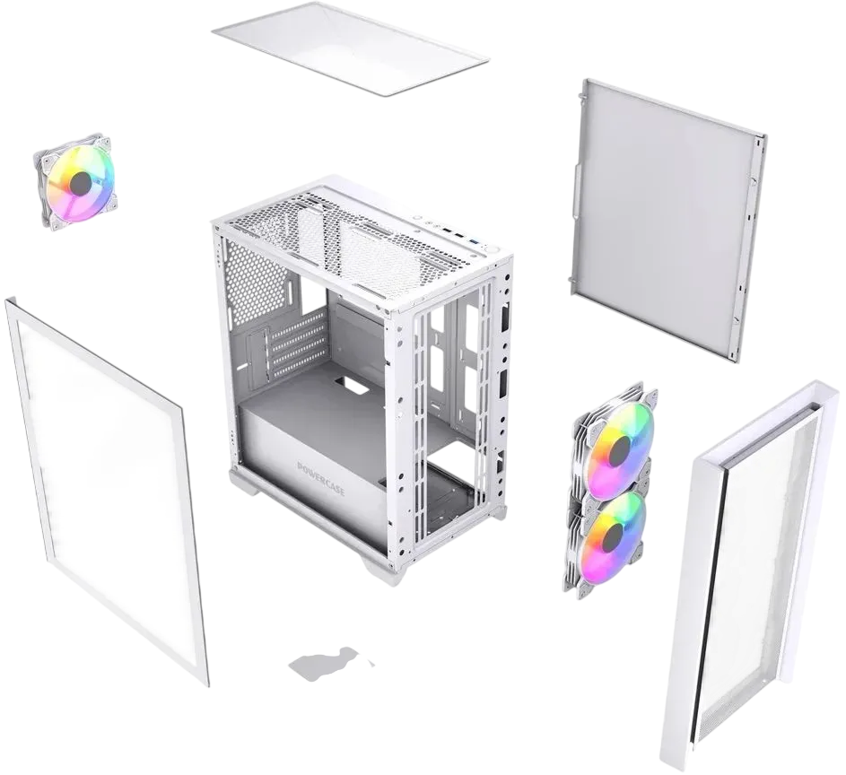 Компьютерный корпус Powercase ALISIO Micro Z3W ARGB V2 ARGB White (CAMZW-A3-V2)