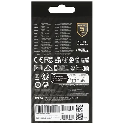 Твердотельный накопитель MSI 2000 Gb SPATIUM M480 Pro PLAY