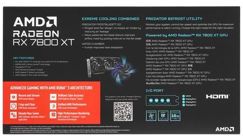 Видеокарта Acer (DP.Z3AWW.P01) Radeon RX 7800 XT 16GB Predator BiFrost OC