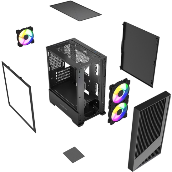 Компьютерный корпус Powercase Mistral Micro A12B FRGB Black (CMMA12B-L3)