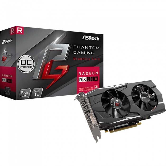 Видеокарта ASRock (PG D RADEON RX580 8G OC) AMD Radeon RX 580 8GB Phantom Gaming D ОС