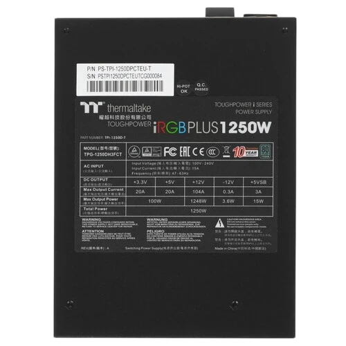 Блок питания Thermaltake 1250W TOUGHPOWER iRGB PLUS (PS-TPI-1250F3FDTE-1)