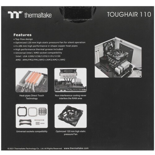 Кулер для процессора Thermaltake TOUGHAIR 110 Air cooler PWM CL-P073-AL12BL-A PWM