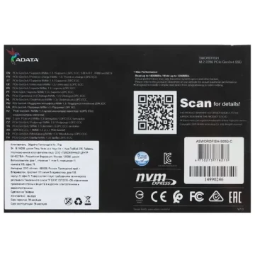 Твердотельный накопитель ADATA 500 Gb SWORDFISH ASWORDFISH-500G-C