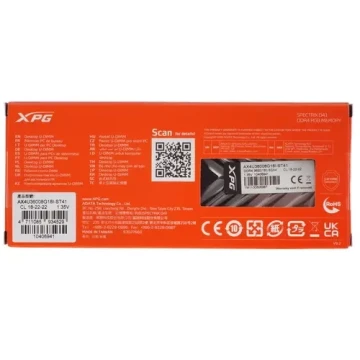 Оперативная память 8 Gb 3600 MHz ADATA XPG SPECTRIX D45G RGB (AX4U36008G18I-ST41)