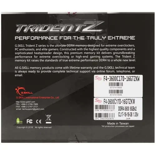 Оперативная память 16 Gb 3600 MHz G.Skill TRIDENT Z (F4-3600C17D-16GTZKW)