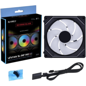 Вентилятор для корпуса Lian Li UNI FAN SL-INF 140 Wireless Reverse Blade ARGB Black (14RSLIN1W1B) (G99.14RSLIN1W1B.R0)