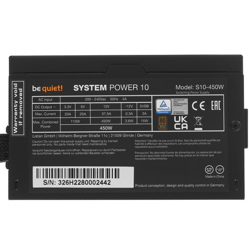 Блок питания Be Quiet! 450W SYSTEM POWER 10 BN326