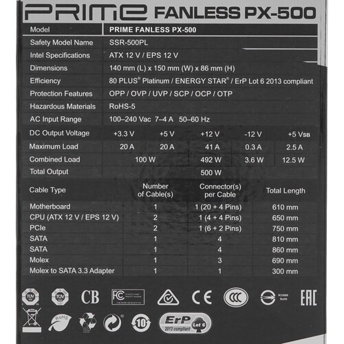 Блок питания SeaSonic 450W PRIME FANLESS PX-450 SSR-450PL
