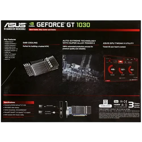 Видеокарта ASUS (GT1030-SL-2G-BRK) GeForce GT 1030 2GB Silent BRK