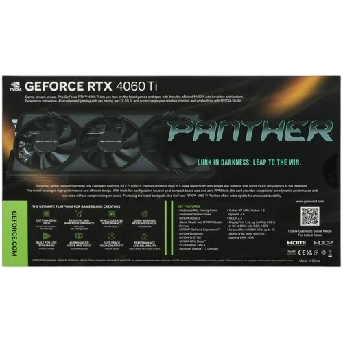 Видеокарта GAINWARD (NE6406T019T1-1061Z) GeForce RTX 4060 Ti 16GB PANTHER