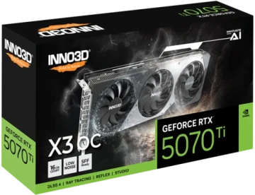 Видеокарта INNO3D (N507T3-16D7X-176068W) GeForce RTX 5070 Ti 16GB ХЗ ОС WHITE