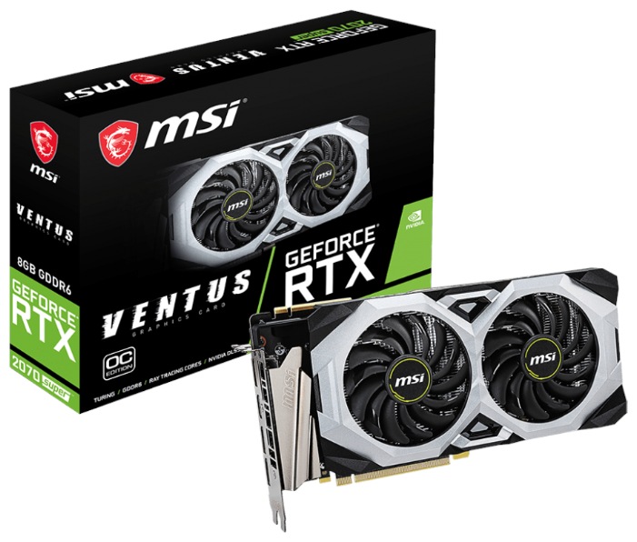 Видеокарта MSI (RTX 2070 SUPER VENTUS OC) GeForce RTX 2070 SUPER 1785MHz PCI-E 3.0 8192MB 14000MHz 256 bit HDMI HDCP VENTUS OC