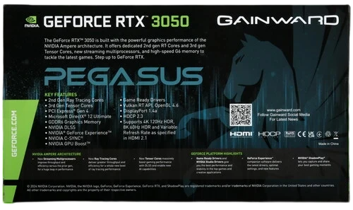 Видеокарта GAINWARD (NE63050S18JE-1070E) GeForce RTX 3050 6GB PEGASUS OC