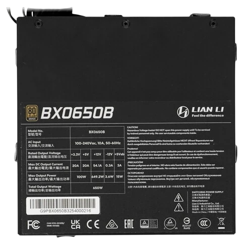 Блок питания Lian Li 650W BX0650B Black (G9P.BX0650B.B000.RU) 16 Pin (PCIe 5.1 Connector Cable Details)