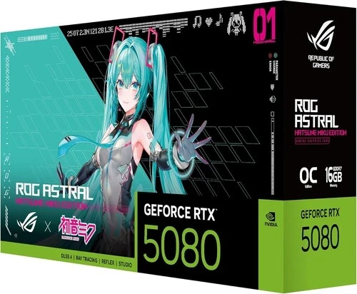 Видеокарта ASUS (ROG-ASTRAL-RTX5080-O16G-MIKU-W) GeForce RTX 5080 16GB ROG ASTRAL HATSUNE MIKU EDITION WHITE OC (90YV0LV9-M0NM00)