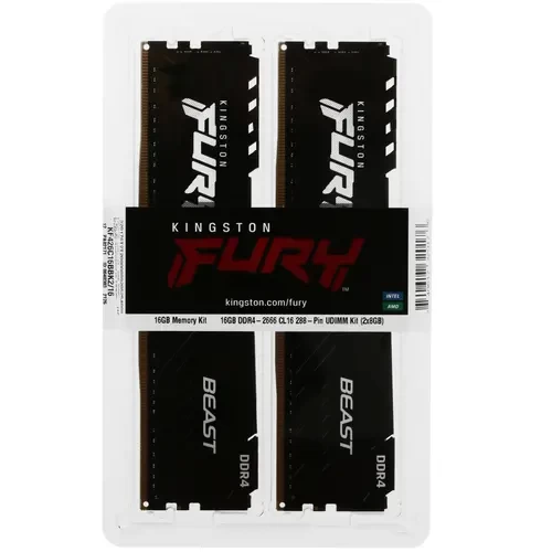 Оперативная память 16 Gb 2666 MHz Kingston FURY Beast Black (KF426C16BBK2/16)